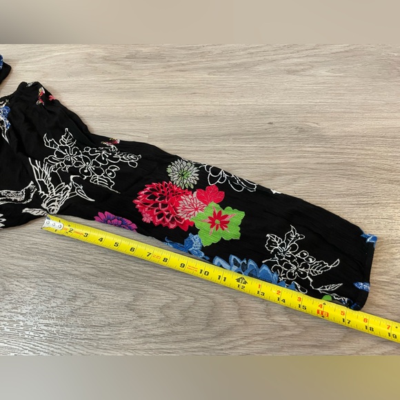 DESIGUAL Black & Floral Print Designer Blouse Longsleeve Flowy Top. Size M - Picture 12 of 12